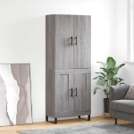 Credenza Grigio Sonoma 69,5x34x180 cm in Legno Multistrato