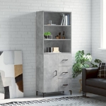 Credenza Grigio Cemento 69,5x34x180 cm in Legno Multistrato