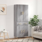 Credenza Grigio Sonoma 69,5x34x180 cm in Legno Multistrato