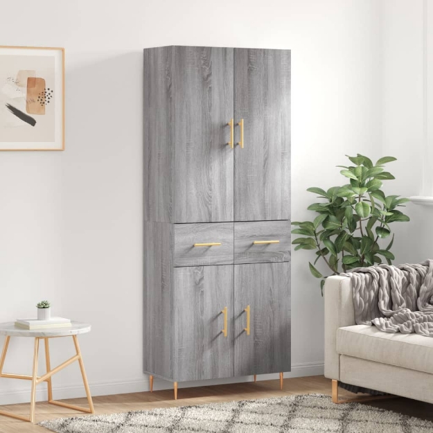 Credenza Grigio Sonoma 69,5x34x180 cm in Legno Multistrato