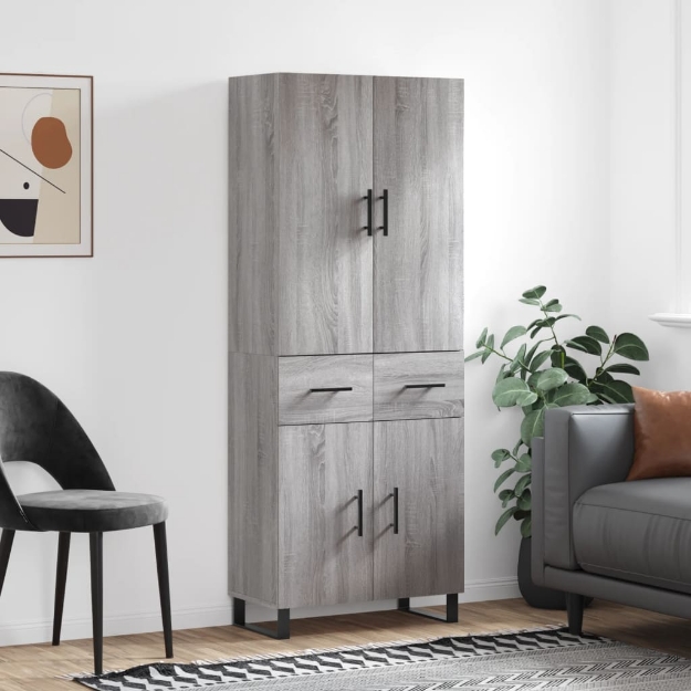 Credenza Grigio Sonoma 69,5x34x180 cm in Legno Multistrato