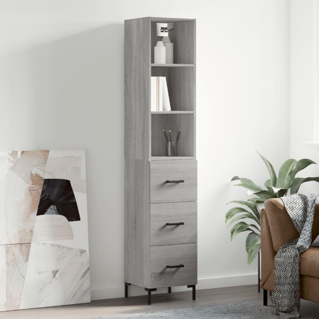 Credenza Grigio Sonoma 34,5x34x180 cm in Legno Multistrato