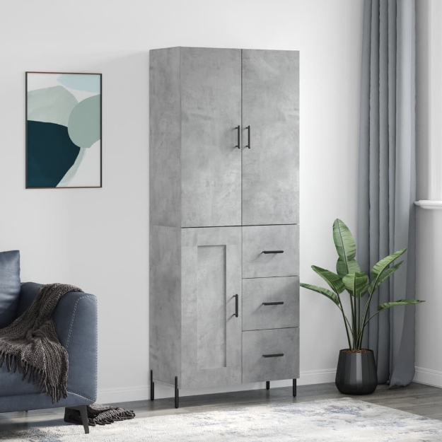 Credenza Grigio Cemento 69,5x34x180 cm in Legno Multistrato