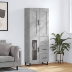 Credenza Grigio Cemento 69,5x34x180 cm in Legno Multistrato