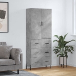 Credenza Grigio Cemento 69,5x34x180 cm in Legno Multistrato