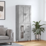 Credenza Grigio Cemento 69,5x34x180 cm in Legno Multistrato