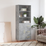 Credenza Grigio Cemento 69,5x34x180 cm in Legno Multistrato