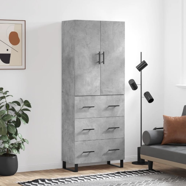 Credenza Grigio Cemento 69,5x34x180 cm in Legno Multistrato