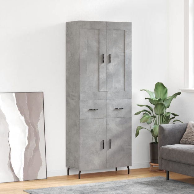 Credenza Grigio Cemento 69,5x34x180 cm in Legno Multistrato