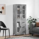 Credenza Grigio Cemento 69,5x34x180 cm in Legno Multistrato