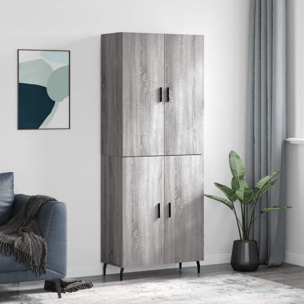 Credenza Grigio Sonoma 69,5x34x180 cm in Legno Multistrato