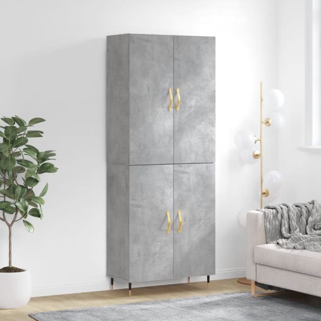 Credenza Grigio Cemento 69,5x34x180 cm in Legno Multistrato