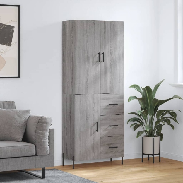 Credenza Grigio Sonoma 69,5x34x180 cm in Legno Multistrato