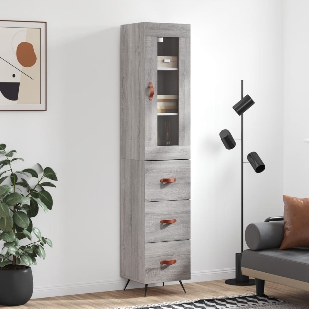 Credenza Grigio Sonoma 34,5x34x180 cm in Legno Multistrato