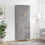 Credenza Grigio Sonoma 69,5x34x180 cm in Legno Multistrato