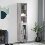 Credenza Grigio Sonoma 34,5x34x180 cm in Legno Multistrato