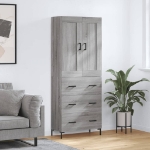 Credenza Grigio Sonoma 69,5x34x180 cm in Legno Multistrato