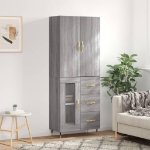 Credenza Grigio Sonoma 69,5x34x180 cm in Legno Multistrato