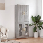 Credenza Grigio Sonoma 69,5x34x180 cm in Legno Multistrato