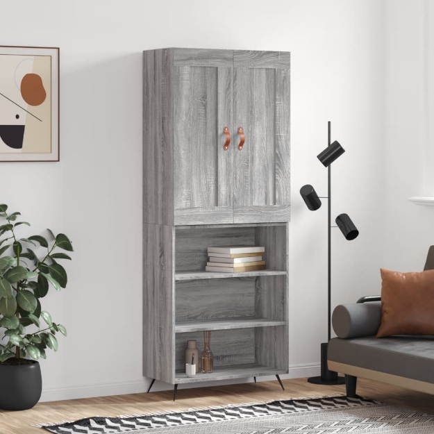 Credenza Grigio Sonoma 69,5x34x180 cm in Legno Multistrato