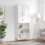 Credenza Bianco Lucido 69,5x34x180 cm in Legno Multistrato