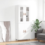 Credenza Bianco Lucido 69,5x34x180 cm in Legno Multistrato