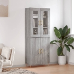 Credenza Grigio Sonoma 69,5x34x180 cm in Legno Multistrato