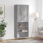 Credenza Grigio Sonoma 69,5x34x180 cm in Legno Multistrato