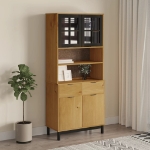 Credenza con Anta in Vetro FLAM 80x40x180 cm in Legno di Pino