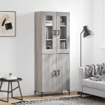 Credenza Grigio Sonoma 69,5x34x180 cm in Legno Multistrato