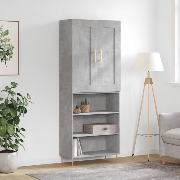 Credenza Grigio Cemento 69,5x34x180 cm in Legno Multistrato