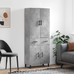 Credenza Grigio Cemento 69,5x34x180 cm in Legno Multistrato