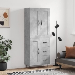 Credenza Grigio Cemento 69,5x34x180 cm in Legno Multistrato