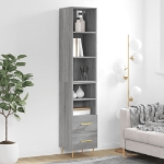 Credenza Grigio Sonoma 34,5x34x180 cm in Legno Multistrato