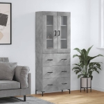 Credenza Grigio Cemento 69,5x34x180 cm in Legno Multistrato