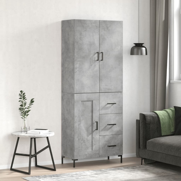 Credenza Grigio Cemento 69,5x34x180 cm in Legno Multistrato