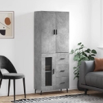 Credenza Grigio Cemento 69,5x34x180 cm in Legno Multistrato