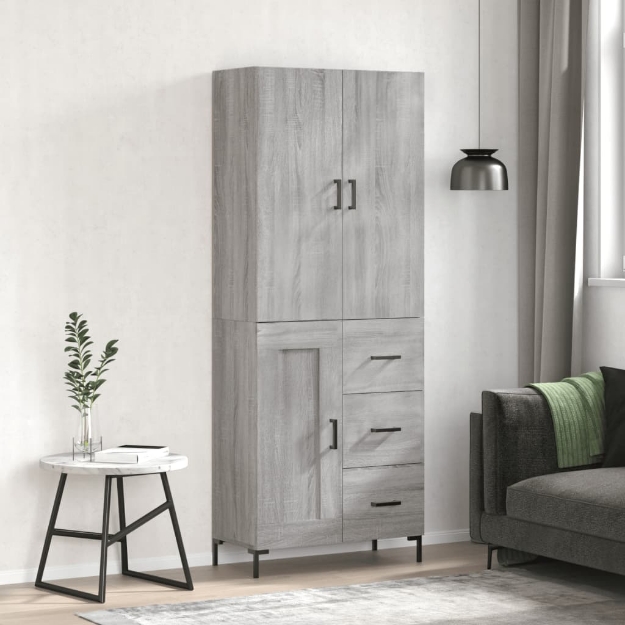 Credenza Grigio Sonoma 69,5x34x180 cm in Legno Multistrato