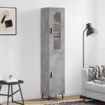 Credenza Grigio Cemento 34,5x34x180 cm in Legno Multistrato