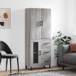 Credenza Grigio Sonoma 69,5x34x180 cm in Legno Multistrato