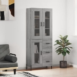 Credenza Grigio Sonoma 69,5x34x180 cm in Legno Multistrato