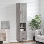 Credenza Grigio Sonoma 34,5x34x180 cm in Legno Multistrato