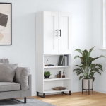 Credenza Bianco Lucido 69,5x34x180 cm in Legno Multistrato