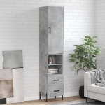 Credenza Grigio Cemento 34,5x34x180 cm in Legno Multistrato