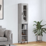 Credenza Grigio Sonoma 34,5x34x180 cm in Legno Multistrato