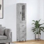 Credenza Grigio Cemento 34,5x34x180 cm in Legno Multistrato