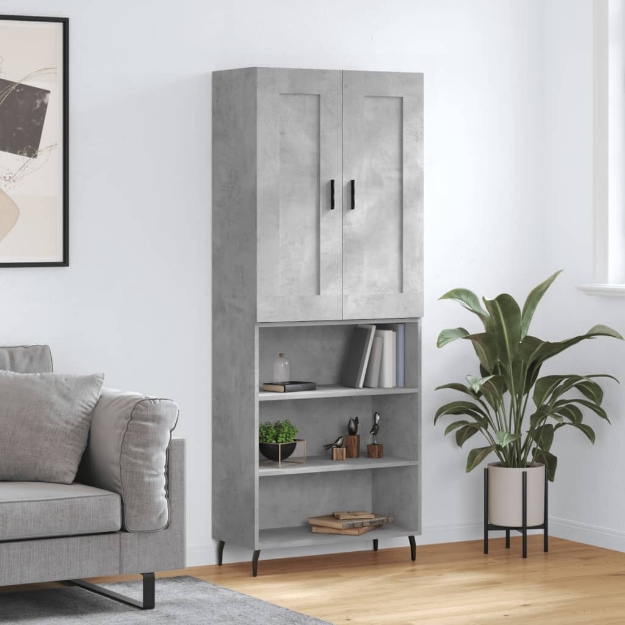 Credenza Grigio Cemento 69,5x34x180 cm in Legno Multistrato