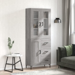 Credenza Grigio Sonoma 69,5x34x180 cm in Legno Multistrato