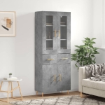 Credenza Grigio Cemento 69,5x34x180 cm in Legno Multistrato