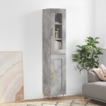 Credenza Grigio Cemento 34,5x34x180 cm in Legno Multistrato